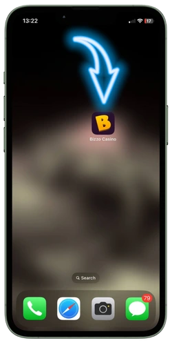 Ikona aplikacji Bizzo Casino na ekranie głównym telefonu