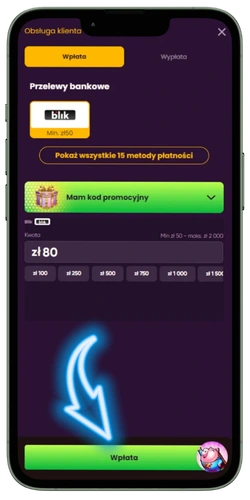 Bizzo Casino bonus – potwierdzenie minimalnego depozytu 80 zł