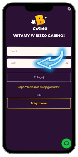 Bizzo Casino login – wprowadzanie hasła do konta gracza
